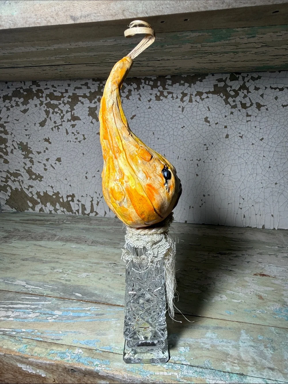 🎃 Grumpy Gourd Guy Yellow/Orange Decorative Halloween - Handmade